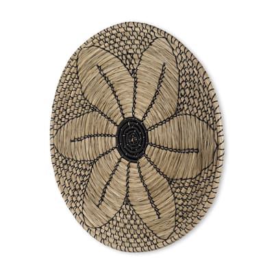 Mekhi Light Brown Seagrass w/ Black String Round Wall Hanging Plate