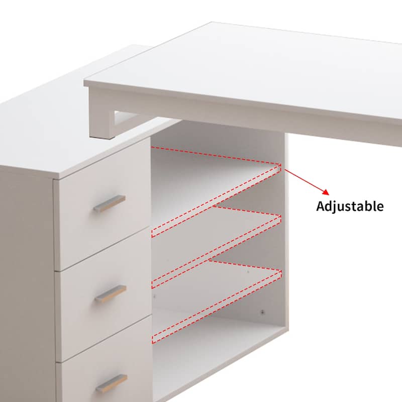 55.1"W 41.3"D Timechee L-Shape Executive Desk Workstation Computer
