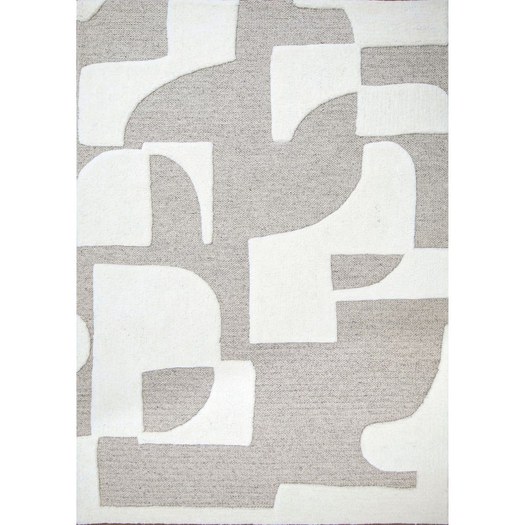 Eva Maverick Ivory and Natural Hand Tufted Wool Area Rug - 6' x 9'