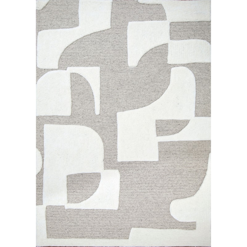 Eva Maverick Ivory and Natural Hand Tufted Wool Area Rug - 6' x 9'