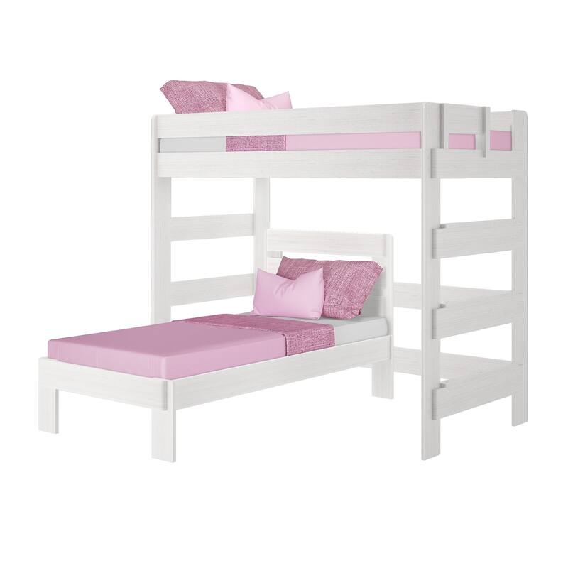 Max and Lily Farmhouse Twin over Twin L-Shaped Bunk Bed
