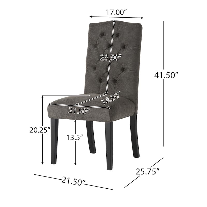 Tufted Upholstered Dining Chairs, Kitchen Dining Room Side Chairs Bistro Chair, Crown-shaped Top Back Dining Chairs (Set of 2)