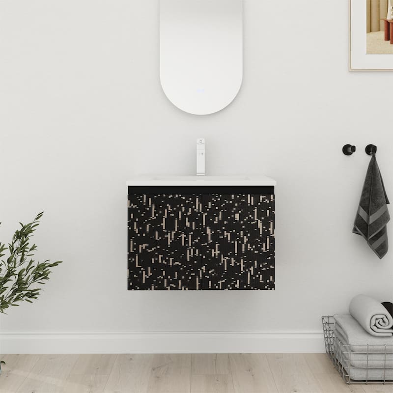 Bathroom Vanity With Sink In 24/30 Inch, Floating Bathroom Vanity with Soft Close Door - 24''W×18.3''D×17.3''H - Babysbreath