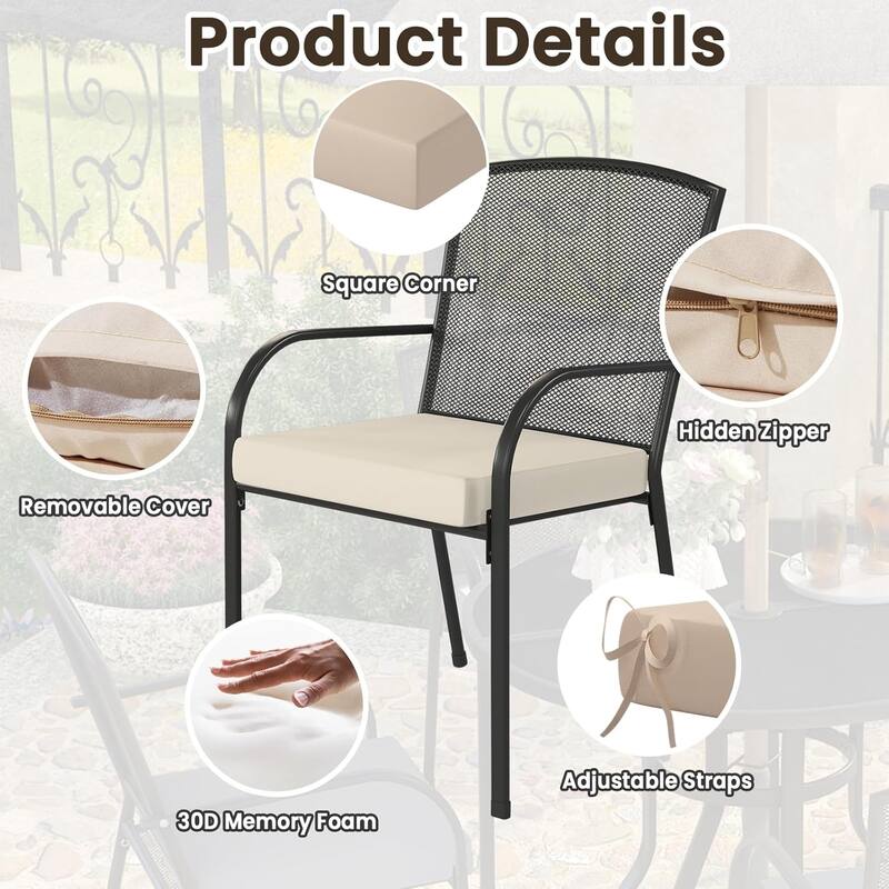 AECOJOY Outdoor Chair Cushions, 19 x 18.5 x 3 Inch Seat Cushions with Adjustable Straps and Hidden Zipper for Patio Furniture