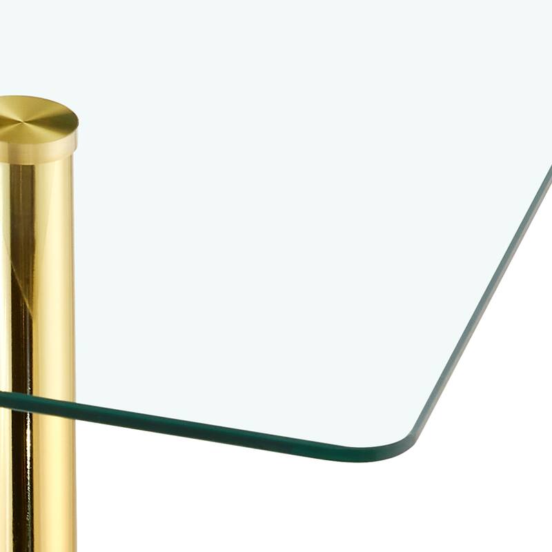 51-Inch Tempered Glass Dining Table with Sturdy Metal Legs