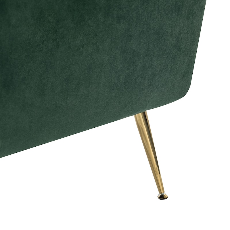 1ida Modern Velvet Tufted Padded Cushion Armchair with Golden Metal Legs by HULALA HOME