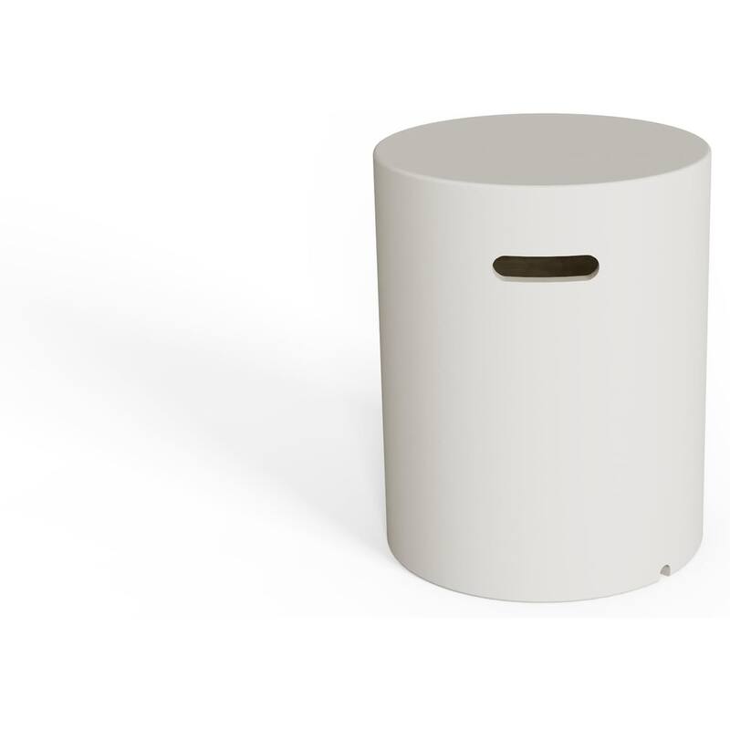 Propane Tank Cover Side Table for Standard 20lb Tank by AMS Fireplace - Cream White