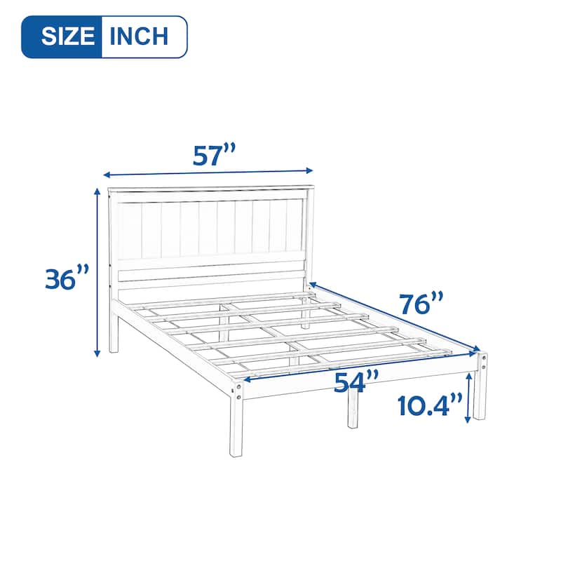 Modern Wood Platform Bed Frame with Headboard and Slat Support