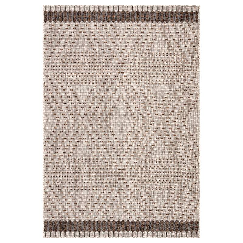 Nikki Chu Tirana Indoor/ Outdoor Borders Area Rug - 5'3" x 7'6" - Grey/Brown