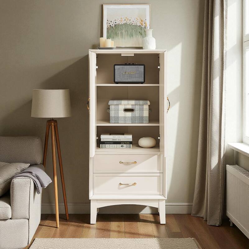 53.5" Tall Mid-Century Modern Storage Cabinet with Doors and Drawers, Retro Buffet Pantry Cabinet