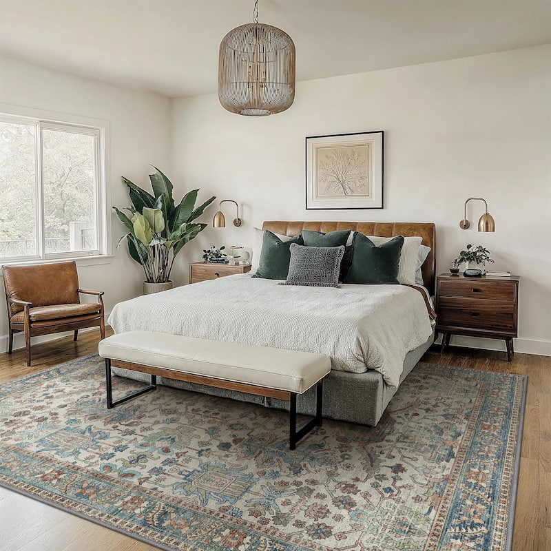 Mcow Modern Machine Washable Low Pile Lightweight Soft Print Area Rugs - 8'X10'