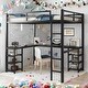 preview thumbnail 2 of 12, Full Metal Loft Bed with Desk and Shelves, Loft Bed with Ladder and Guardrails, Loft Bed Frame for Bedroom