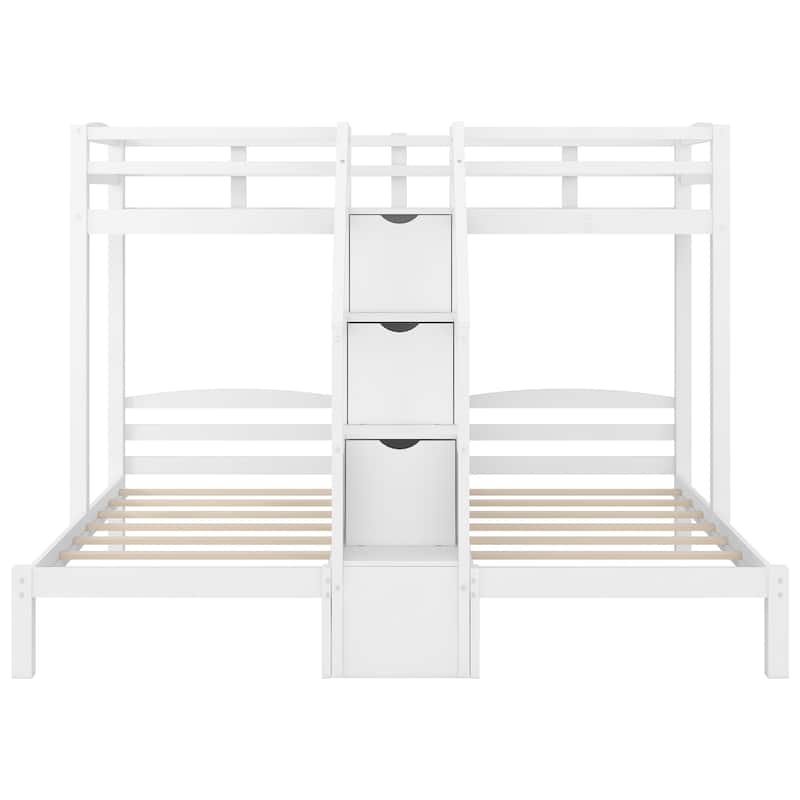 Twin Bunk Bed with Built-In Staircase Storage and Modern Design