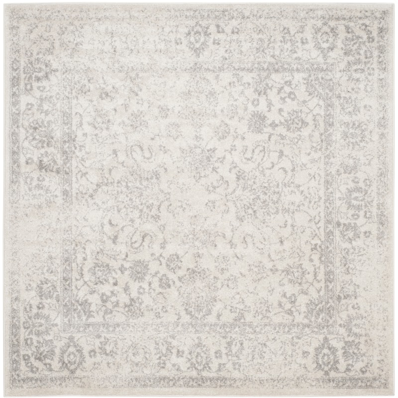 SAFAVIEH Adirondack Dakota Rustic Shabby Chic Distressed Rug - 6' x 6' Square - Ivory/Silver