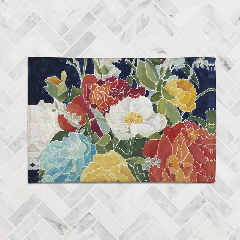 Laural Home Midnight Floral Chenille Accent Rug