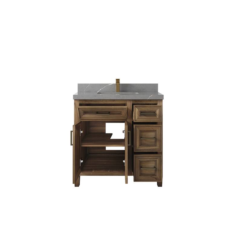 Willow Collections 36 in. W x 22 in. D Santa Monica Teak Bathroom Vanity Center with Countertop