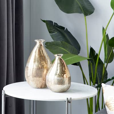 Stylish Glass Blown Vase (Set of 2) - Gold or Green