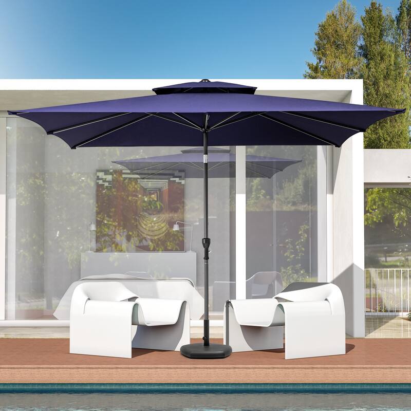 Crestlive 9 x 5 FT Double Top Patio Outdoor Market Umbrella Table Umbrella, Base Not Included