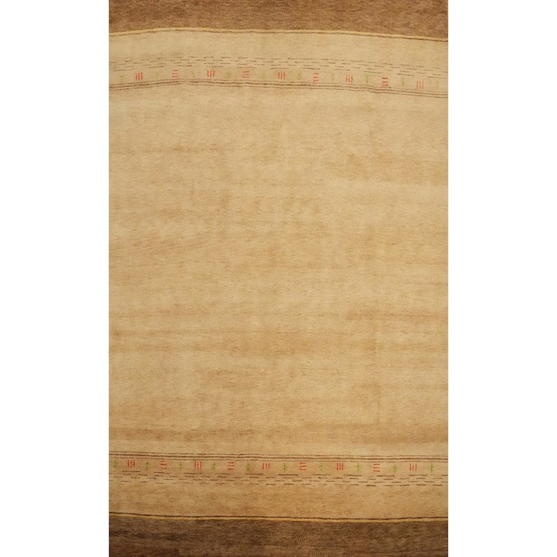 Hand Knotted Oriental 100% Wool Carpet Tribal Solid Yellow & Gold Gabbeh Area Rug - 11' 3'' X 8' 0''
