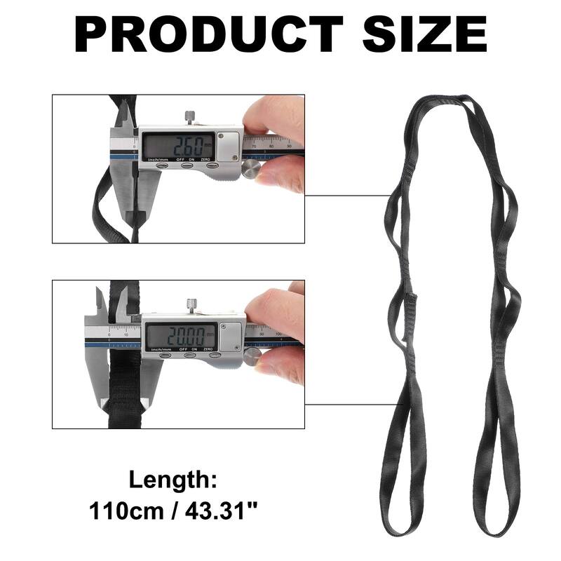 25KN Daisy Chain Yoga Extend Belt 1.1M, Climbing Straps for Exercise - 1.1M - Black