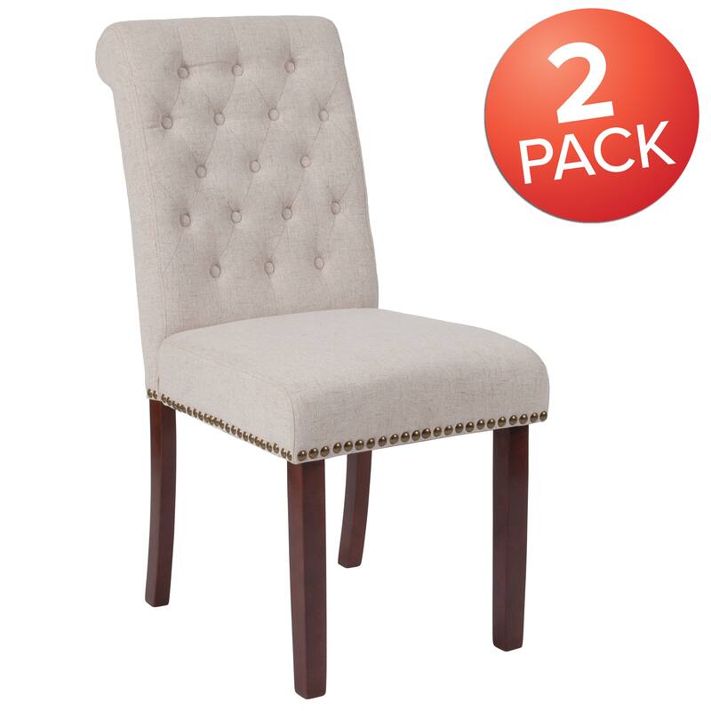 Parsons Rolled Back Accent Nail Trim Chairs (Set of 2) - 18.5"W x 27.5"D x 39.75"H