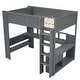 preview thumbnail 6 of 24, Wood Twin/Full Size Gaming Loft Bed with Bulit-in Desk and Multi-storage Shelves, Kids Loft Bedframe with LED & Charging Station