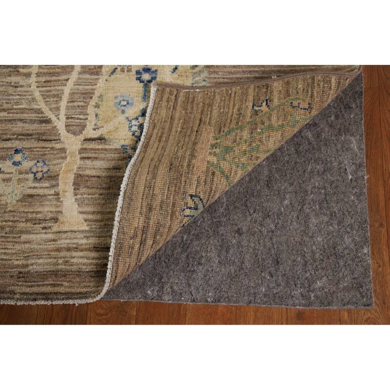 Hand Knotted Oriental 100% Wool Carpet Transitional Floral Brown Oushak Area Rug - 10' 0'' X 7' 10''