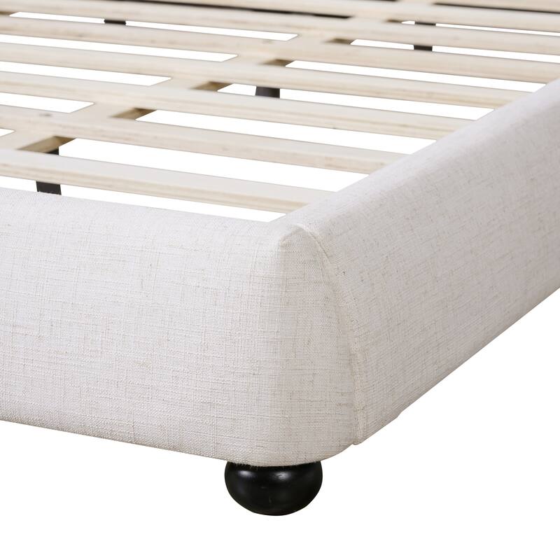 Christopher Knight Home - Naomi Modern Linen Upholstered Platform Bed with Pillow-Back Headboard