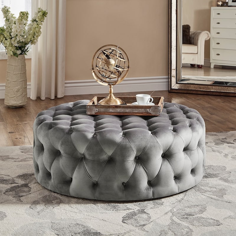 Knightsbridge Round Tufted Rolling Ottoman by iNSPIRE Q Artisan