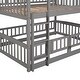 preview thumbnail 41 of 42, Full Over Full Low Bunk Bed with Slide, with Fence and Ladder for Toddler Kids Teens