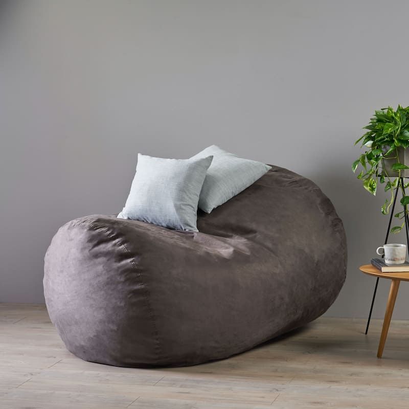 Asher Traditional 6.5-foot Suede Bean Bag Chair by Christopher Knight Home - Charcoal
