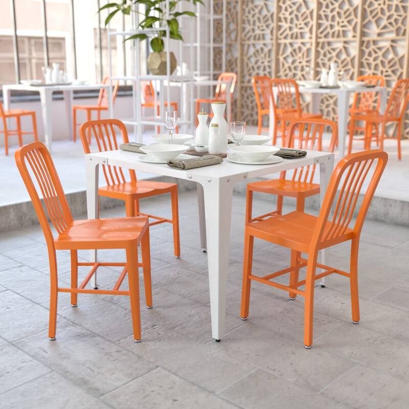 2 Pack Metal Indoor-Outdoor Chair - Orange
