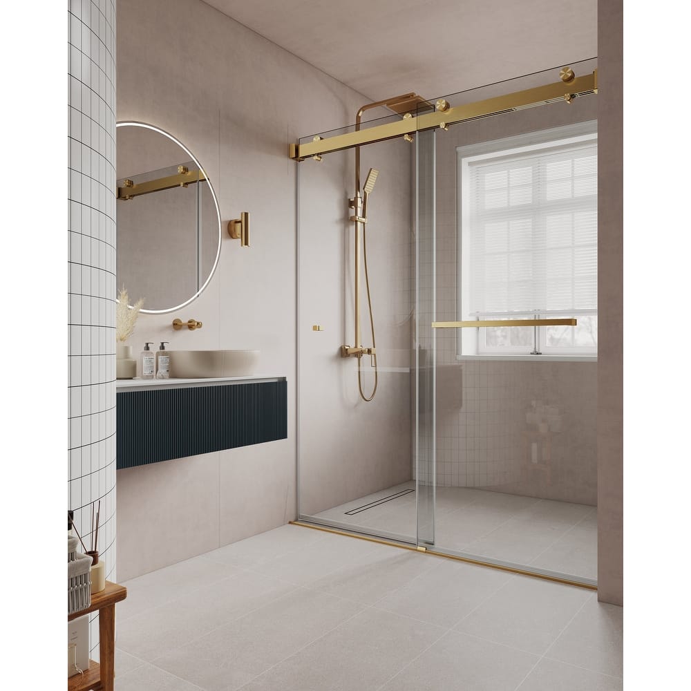 VS Series 56" - 60"W x 78H" Soft Closing Frameless Double Sliding Shower Doors With 3/8" Clear Tempered Glass