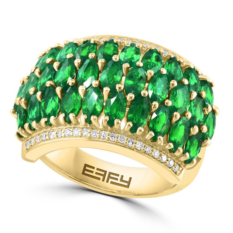 EFFY 14K Gold Diamond Natural Emerald Ring