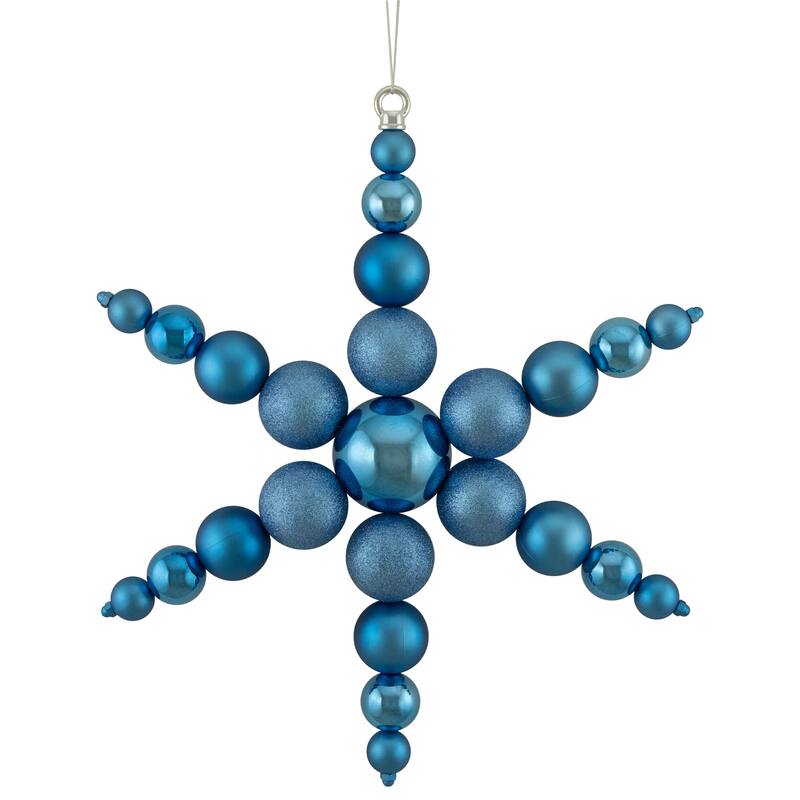 18" 3-Finish Snowflake Commercial Christmas Ornament - Blue