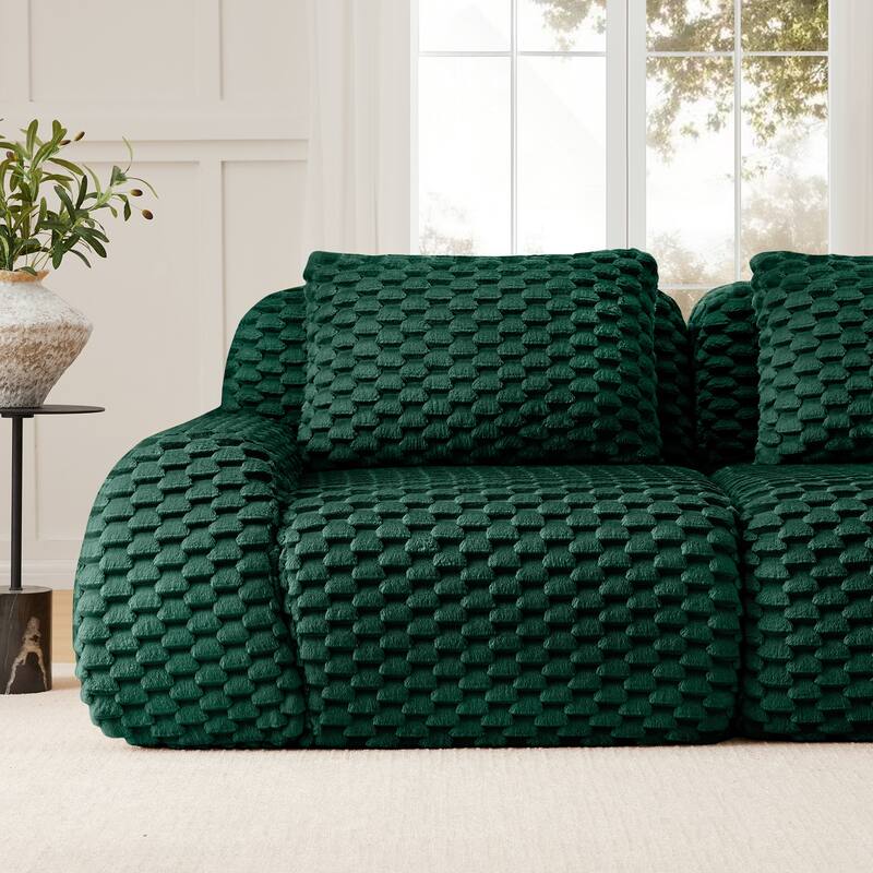 Oversized Modular Sectional Sofa with Movable Ottoman, 4 Seat Modern Flannelette Fabric Sofa Set Floor Armrests Sofa