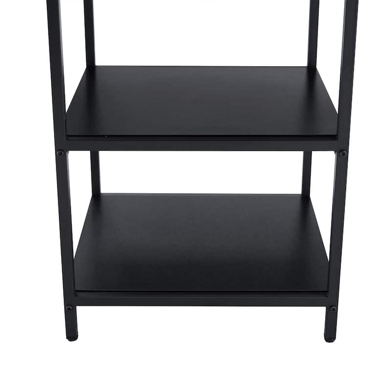 Round Coffee Table, 47 Inch Living Room Coffee Table with Metal Frame, 3 Tier Wooden Center Table with Storage Shelves