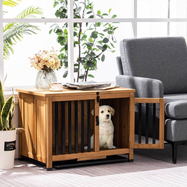MCombo Dog Crate Furniture with Removable Tray, Solid Wood