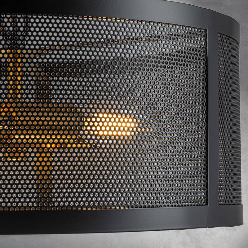 CraftHome 3-Light Modern Industrial Round Mesh Chandelier Farmhouse Pendant Light Fixture With Matt Black Shade - W:14"