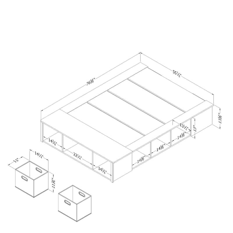 Master Bedroom Bed Frame with Storage - Under Bed Organizer & Baskets Included
