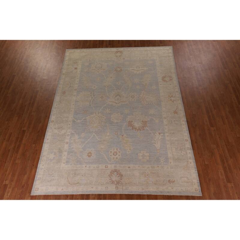 Vegetable Dye Oushak Turkish Rug Hand-Knotted Wool Carpet - 8'9" x 11'8"