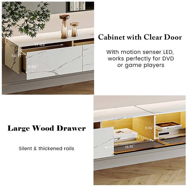 Floating Wall Hung TV Stand, Modern Hanging TV cabinet with Motion