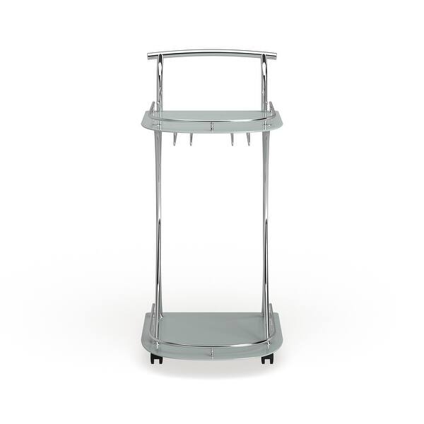 Shop White Glass Chrome Modern Bar Cart 26 50 X 15 75 X 33 75