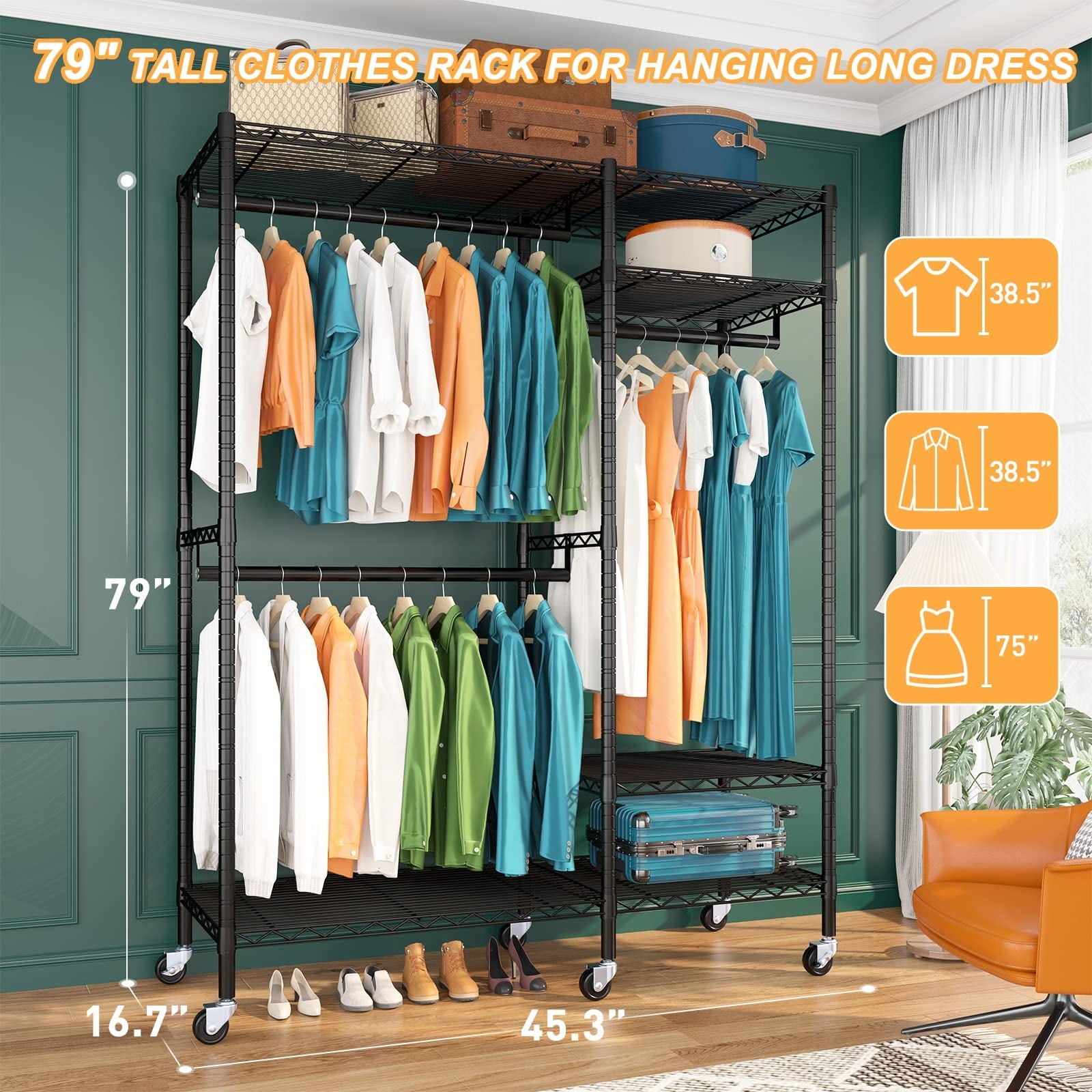 Bed bath and beyond on sale clothes rack on wheels