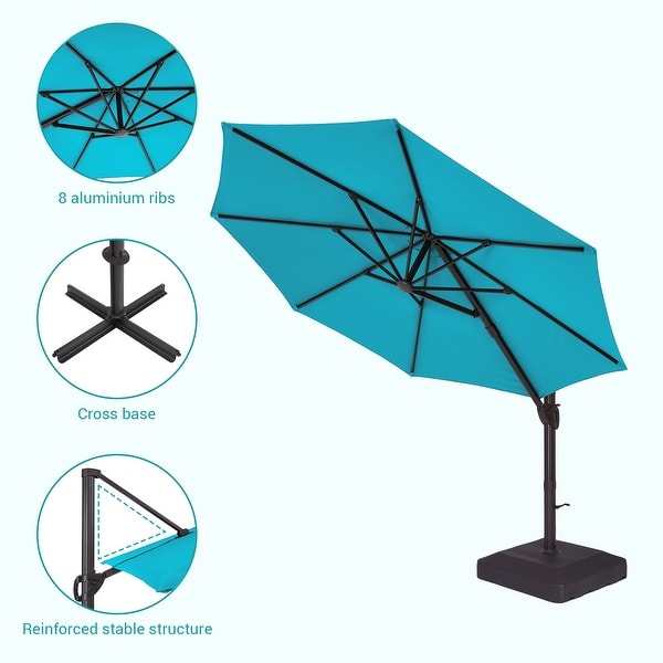 BONOSUKI 11-ft 360-degree Rotating Cantilever Patio Umbrella with