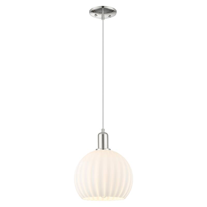 Innovations Lighting Endless Possibilities Arcadia - White Venetian - 1 Light 10" Cord Hung Mini Pendant - Polished Nickel