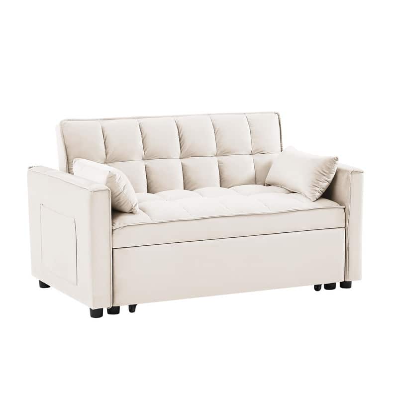 55-inch 3-in-1 Multifunctional Velvet Sofa Bed for Living Room
