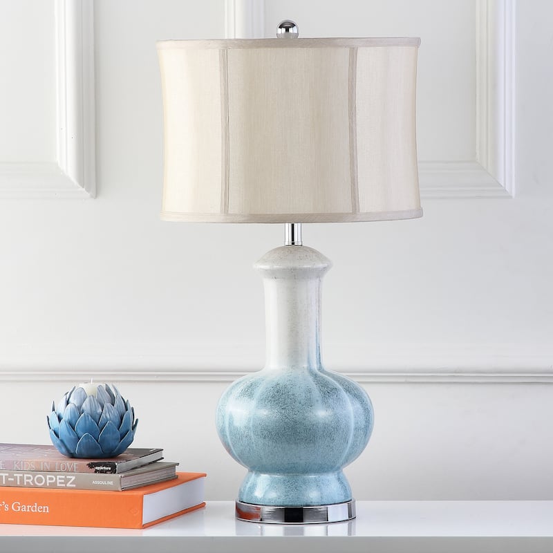 SAFAVIEH Lighting 29-inch Oceans Glazed Ceramic Table Lamp - 14.5"x14.5"x28"