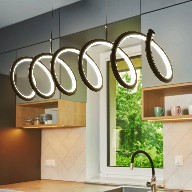 Scribble 31" Dimmable Adjustable Integrated LED Metal Linear Pendant, Chrome by JONATHAN Y - Black