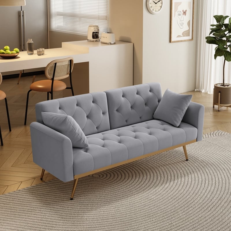 68.30" Velvet double sofa bed in five stylish colors
